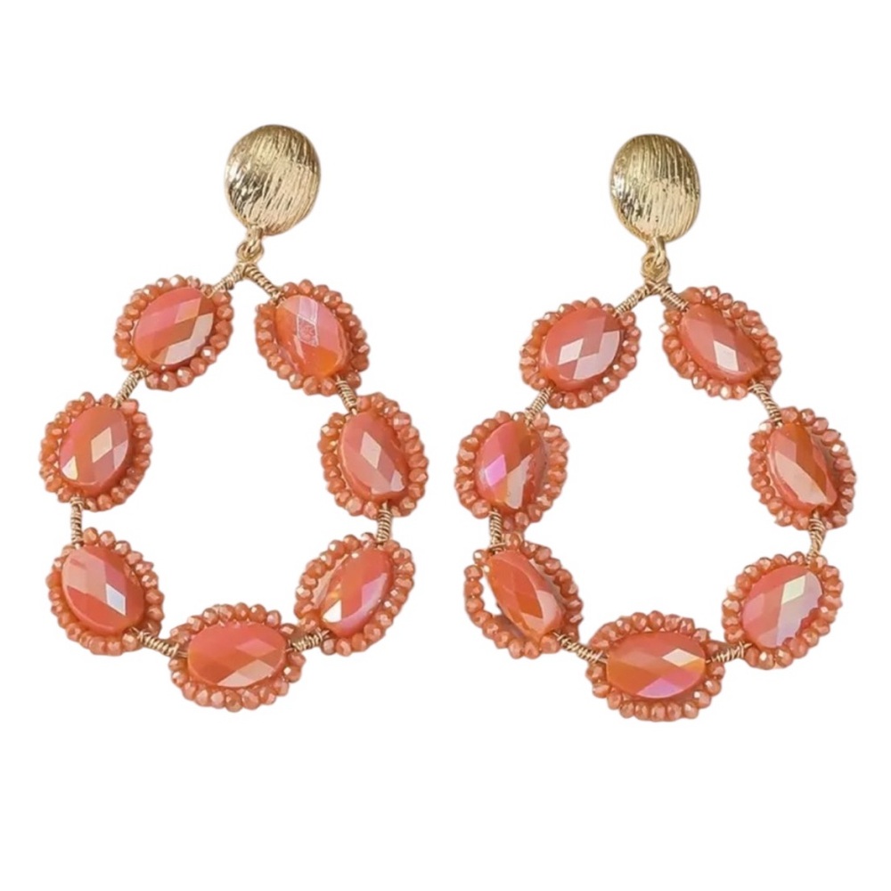 Tangerine Bohemian Handcrafted Crystal Beaded Earrings